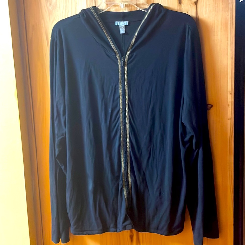 J.Jill black full-zip light-weight‎ hoodie